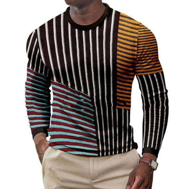 ✅ 2023 Fashion Pullover Shirts For Men Stylish Flexible Casual Shirts Man Patchwork Long Sleeve Pullover Top Base Shirt Men'S Clothing Custom goods