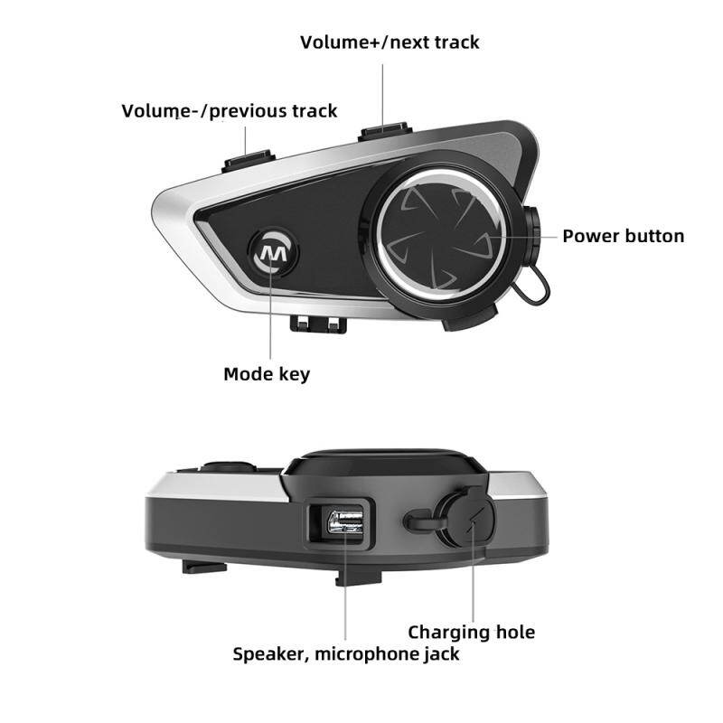 Aitemay Helmet Headset Bluetooth 5.0 Intercom Motorcycle Wireless Intercom Moto Interphone 1000M Music Sharing