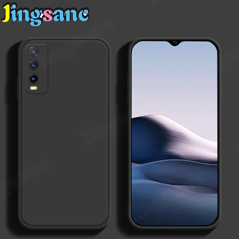 Jingsanc For VIVO Y20/Y20S/Y20i/Y12S/Y20 2021 Phone Case Fashion Square Straight Edge Soft Liquid Silicone Cover Camera Protection Shockproof Back Casing