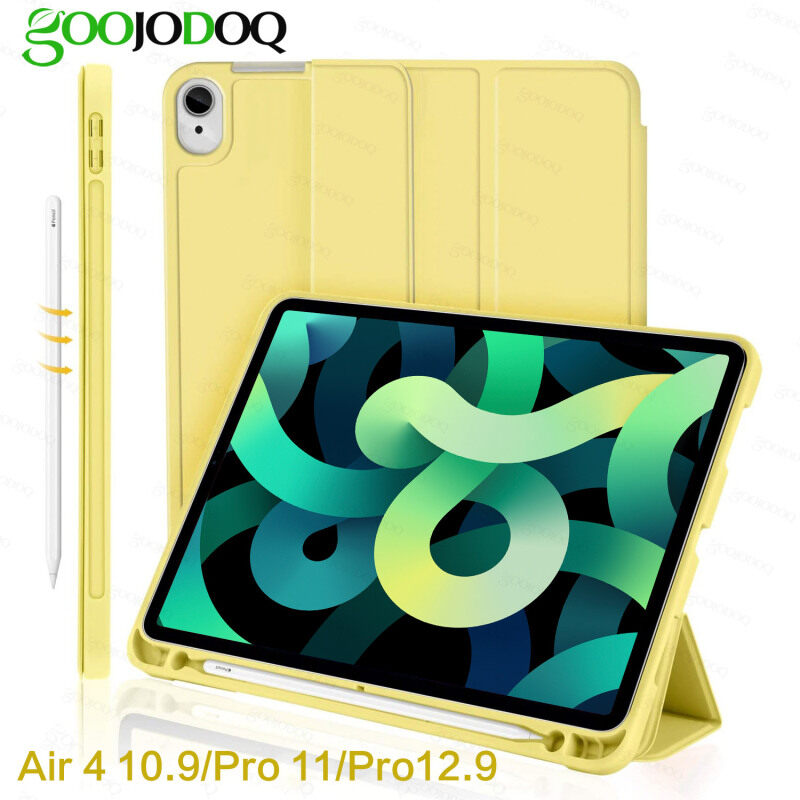 Ốp Lưng GOOJODOQ Cho iPad Air 4 10.9 Ốp Cho iPad Pro 11 12.9 2018 2020 iPad 10.9 Inch Thế Hệ Thứ 4 Với Hộp Đựng Bút Chì Ốp iPad Pro 11 2018 2020 (Không Có Bút Chì)