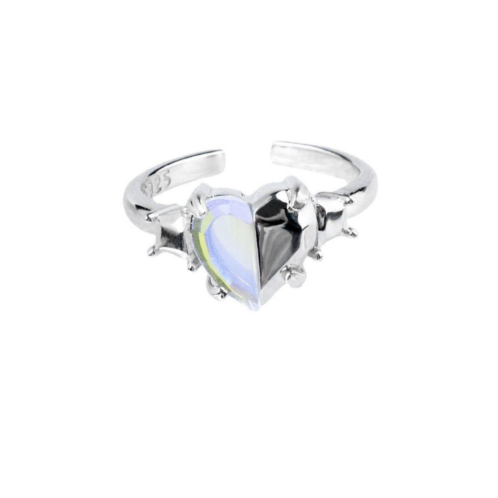 Love pink diamond ring female niche design high-end open end ring light luxury ring female fashion personality a hello girl jewelry