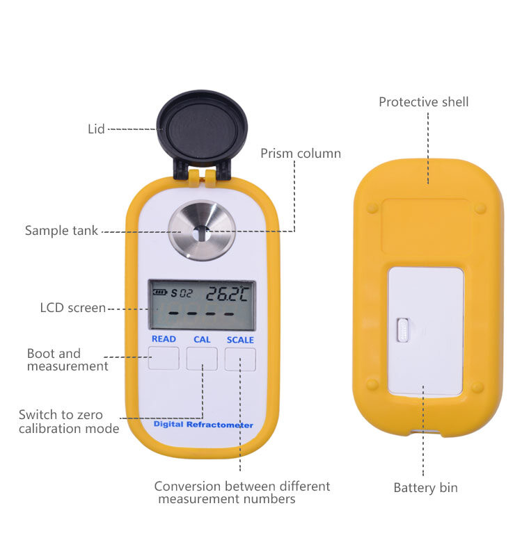 2019 New Digital 0-90% Brix  For Sugar In Fruit Juice Brix Concentration Refractive Index Refractometer