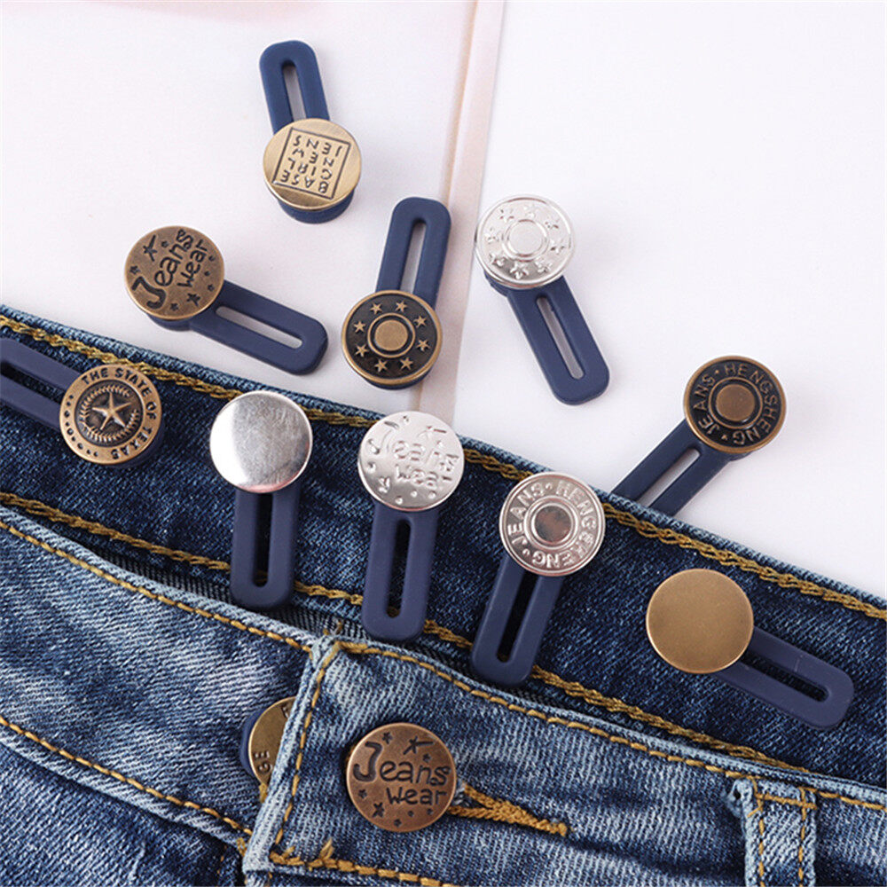 sanhe 1 Pcs Magic Metal Button Extender for Pants Jeans Free Sewing Adjustable Retractable Button Waist Extenders Waistband Expander