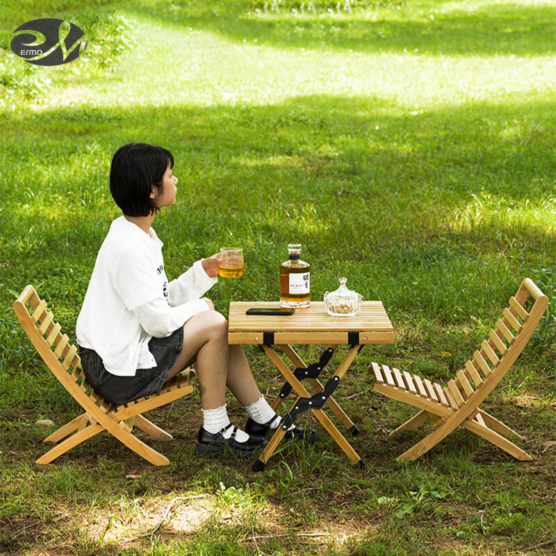 Outdoor tables and chairs set folding table picnic table portable camping table courtyard solid wood camping picnic.