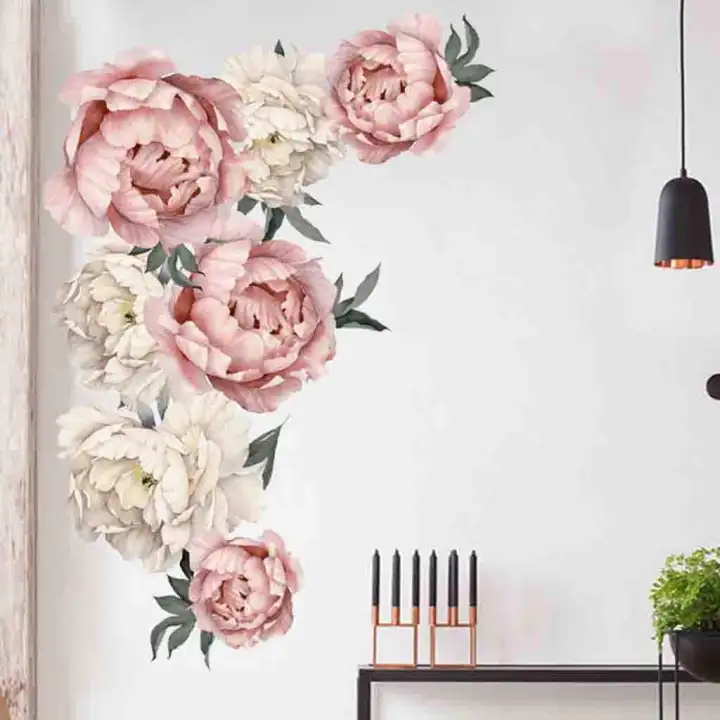 Peony Rose Flowers Wall Sticker Art Nursery Decals Kids Room Home Peony Rose Flowers Wall Sticker Art