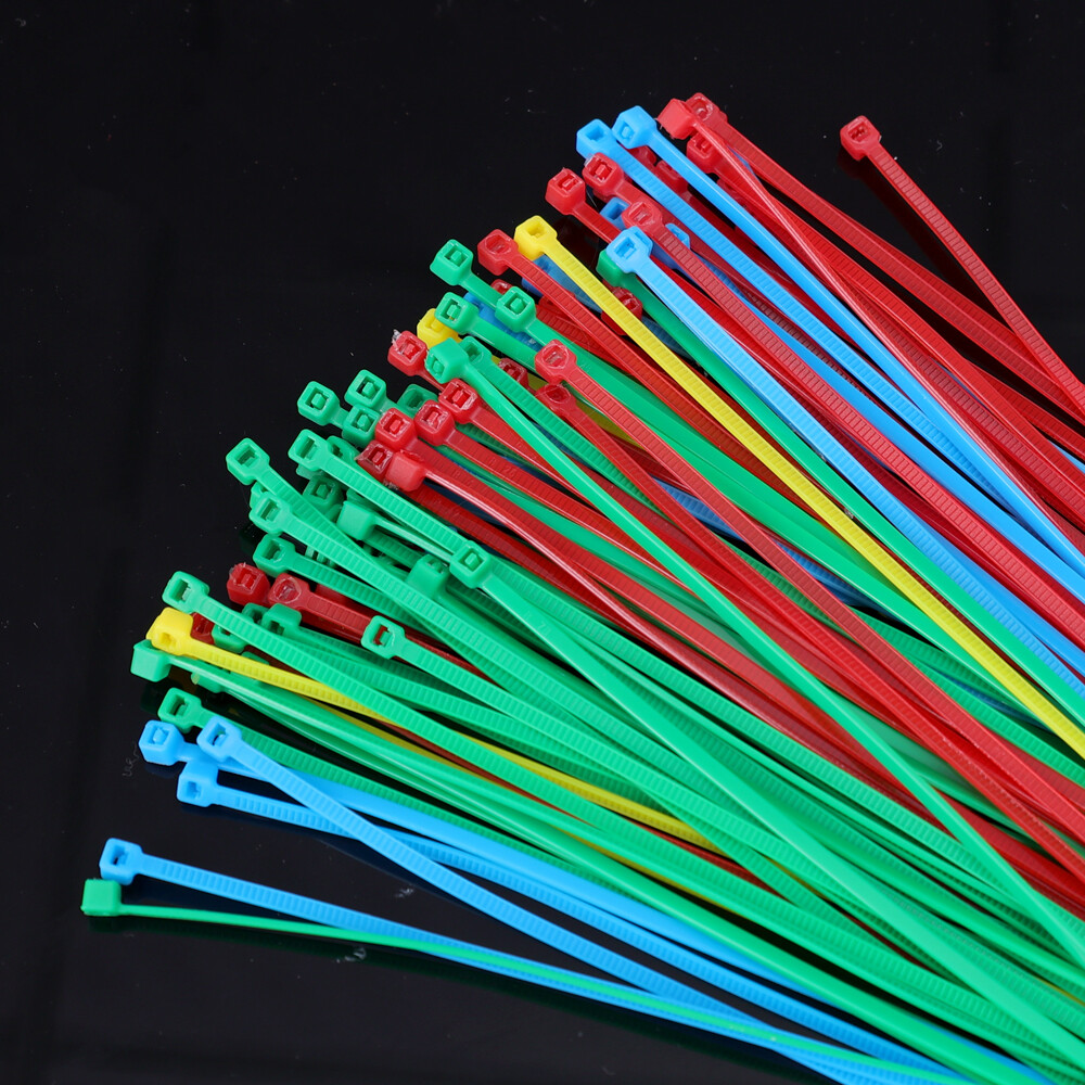 200Pcs Nylon Cable Ties Adjustable Self-locking Cord Ties Straps Fastening Loop Reusable Plastic Wire Ties for Home Office