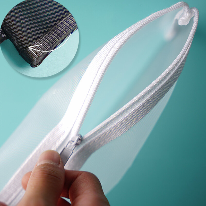 【ZNBY】Simple large-capacity transparent mesh pencil case Portable pencil case Pen case Large-capacity stationery bag