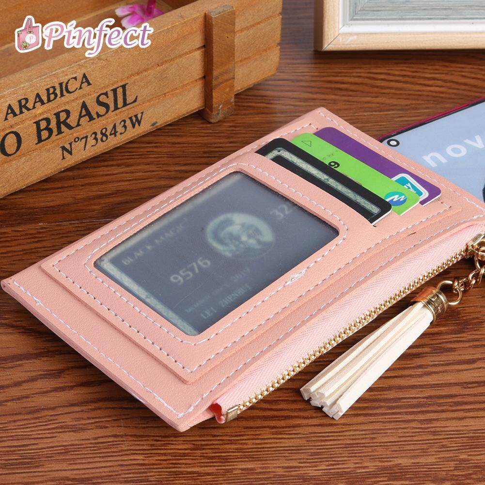 [Pinfect] Fashion Ladies Retro Solid Color Women Short Wallet Tassel PU Leather Multi-slots Mini Clutch Money Bag Korean Small Card Holder Female Coin Purse