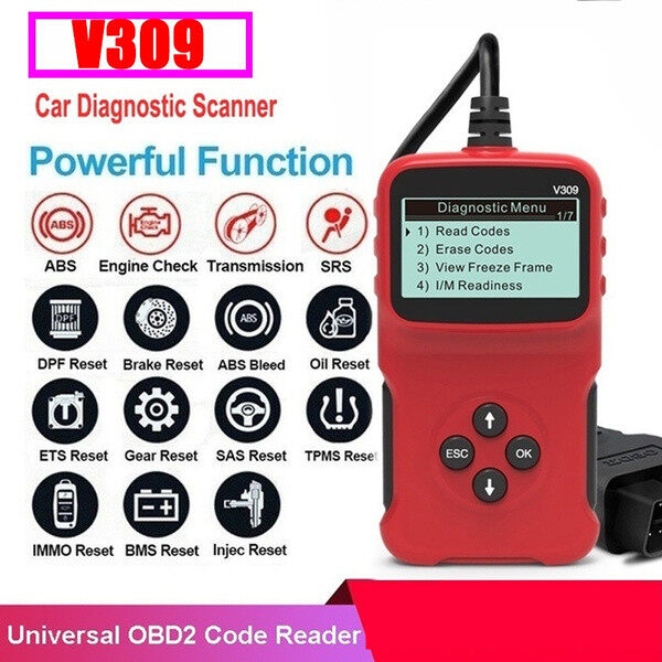 2021ใหม่คุณภาพสูง V309 OBD2 OBDII รถยนต์เครื่องอ่านโค้ดรถมือถือการซ่อมแซมการตรวจสอบเครื่องมือยานยนต์ลบ/รีเซ็ตรหัสผิดรถเครื่องวิเคราะห์สนับสนุน9การสื่อสาร Crotocols/5ภาษา