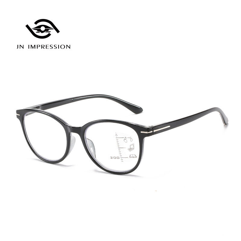 Jn impression fashion big frame anti-blue light multifocal glasses hd resin zoom reading glasses+1.00,+1.50,+2.00,+2.50,+3.00,+3.50,+4.00