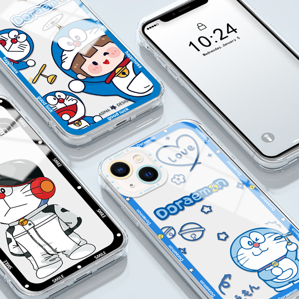 Hontinga Casing Case For Xiaomi Redmi Note 11T Pro+ Note 11S Note 11 Pro 5G 4G Note 8 Pro Note 9 Case Transparent Clear Case Anime Doraemon Soft Silicone Full Cover Camera Protection Shockproof Rubber Cases Back Cover Phone Casing Softcase For Girls