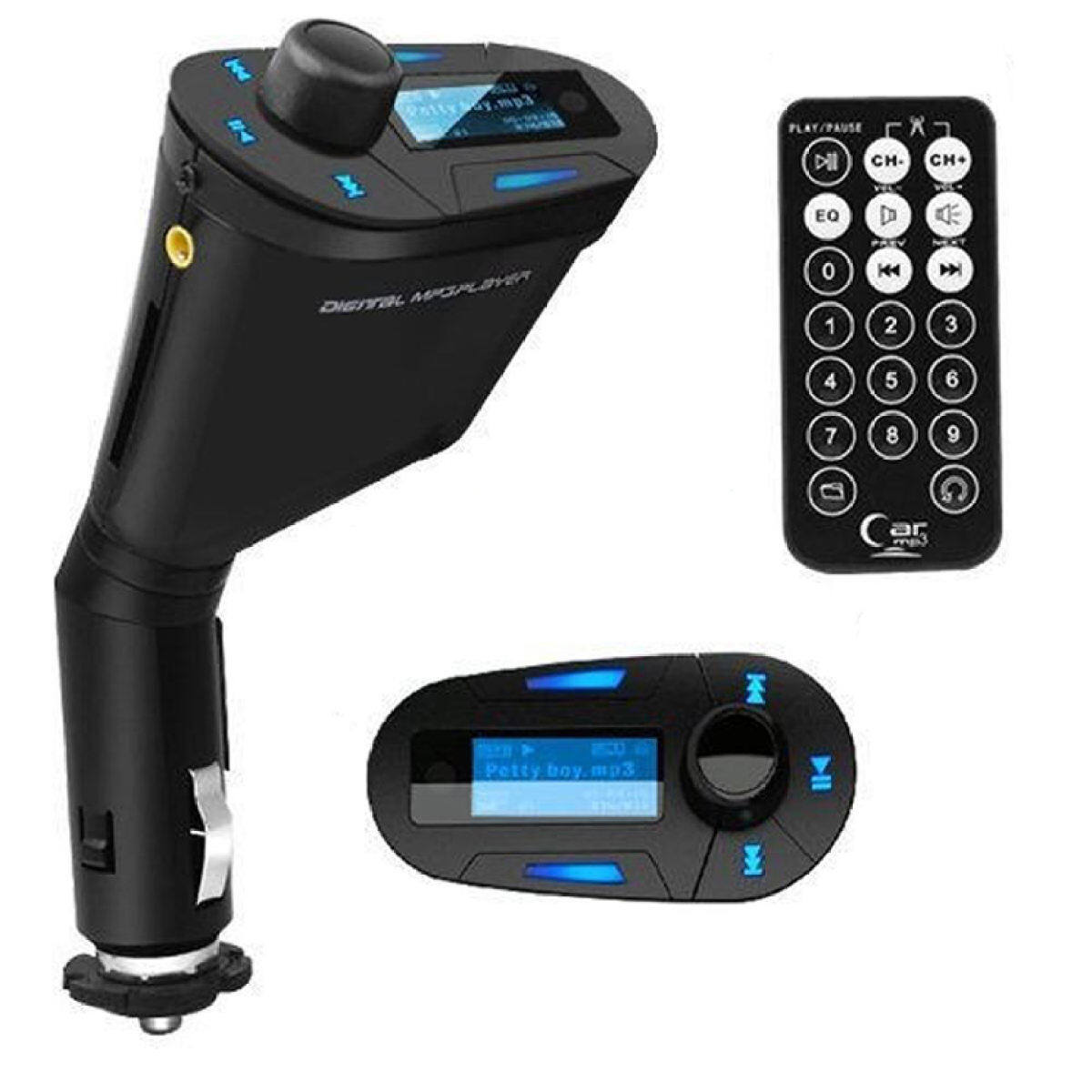 Perangkat Mobil MP3 Pemutar Musik Pemancar FM Modulasi Dukungan SD Kartu USB Disk AUX Di dan Pengendali Jarak Jauh (Hitam + Biru)