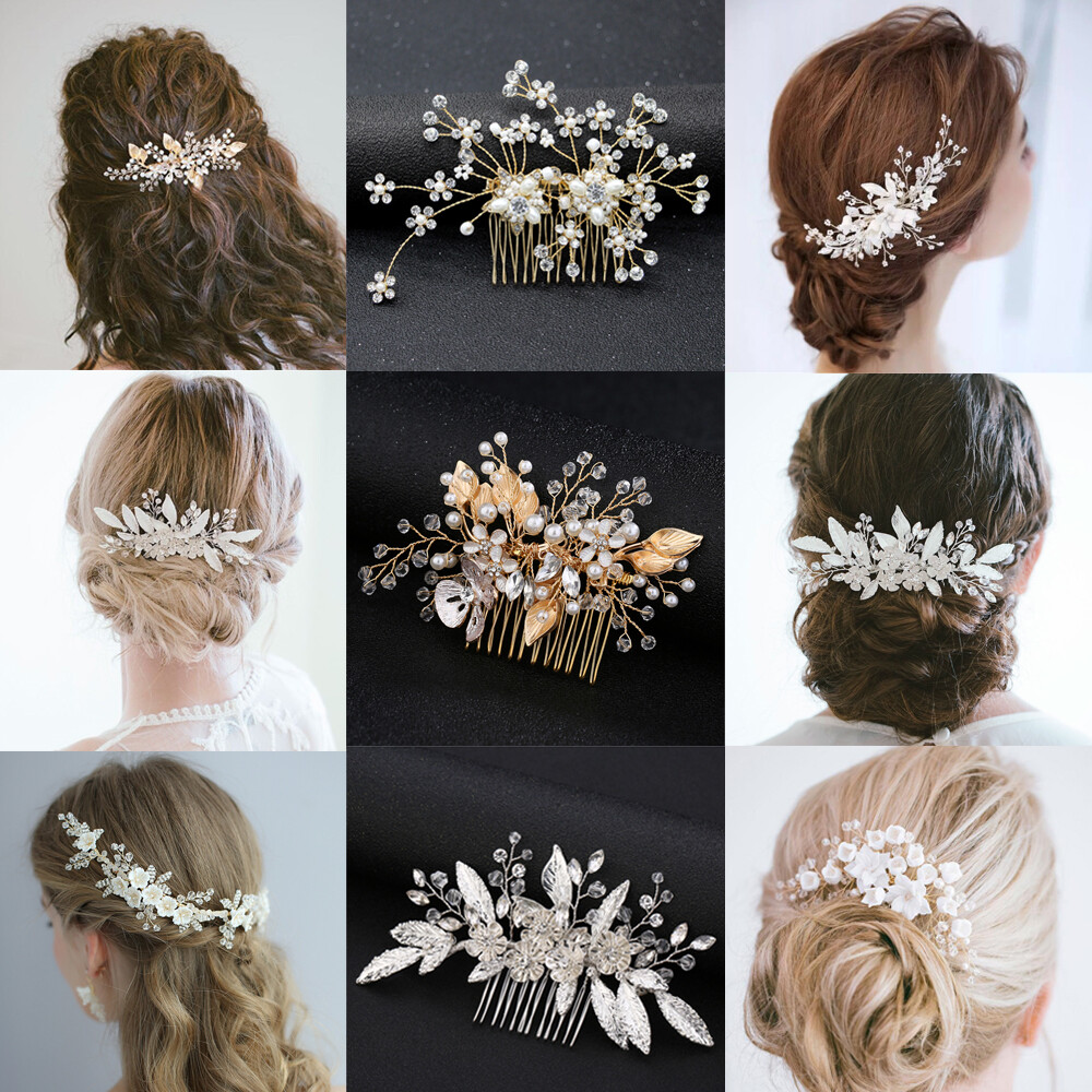 Delicate Porcelain Romantic Wedding Bridesmaid Hair Jewelry Flower Hair Pin Pearl Leaves Tiara Hair Combs Bridal Clips