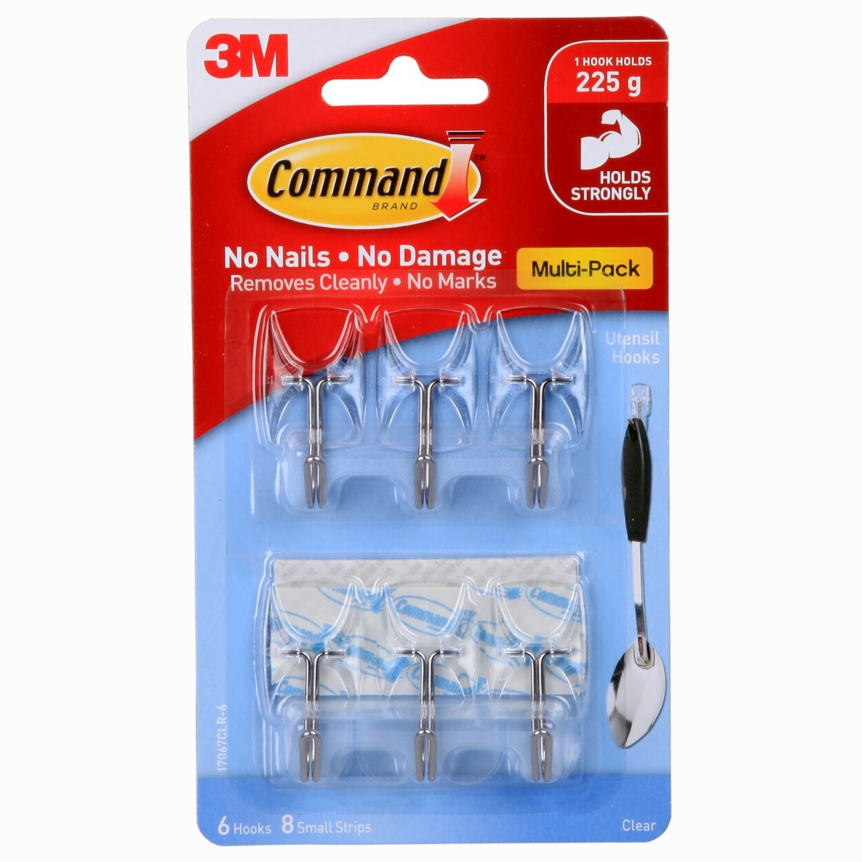 1 pack（6 hooks） X 3M 17067CLR Clear Command Wire hook utensil Hook hanging plastic hooks adhesive plastic hooks clear