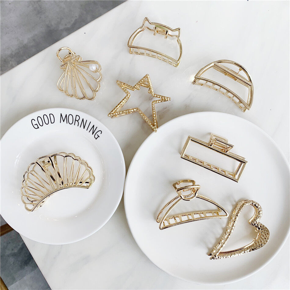 [Lady Sugar]Korean Style Ins Minimalist Metal Grabbing Hair Clip Hairpin Large Shower Hair Grabbing Retro on Sale