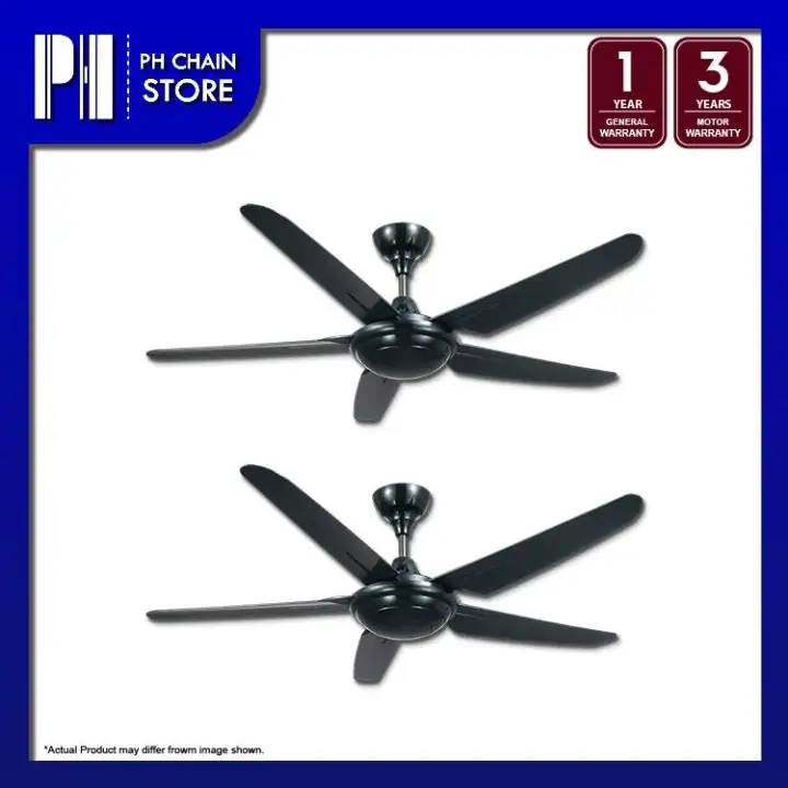 Twin Pack Deka F5p 56 5 Blades Black Ceiling Fan With Remote