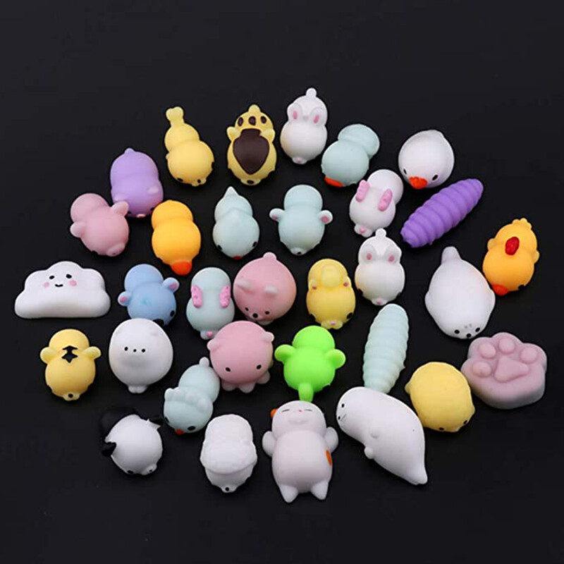 10Pcs Models All Different Cute Mini Slow Rising Squeeze Ball Cell Soft Squishy Sticky Animals Healing Anti-stress Toy Stress Reliever Funny Gift Toys