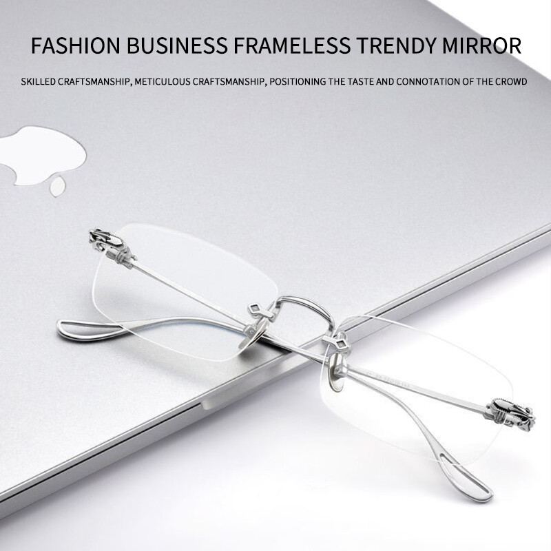 Frameless Myopia Glasses Anti-Blue Light Glasses Square Frame Glasses PTQ