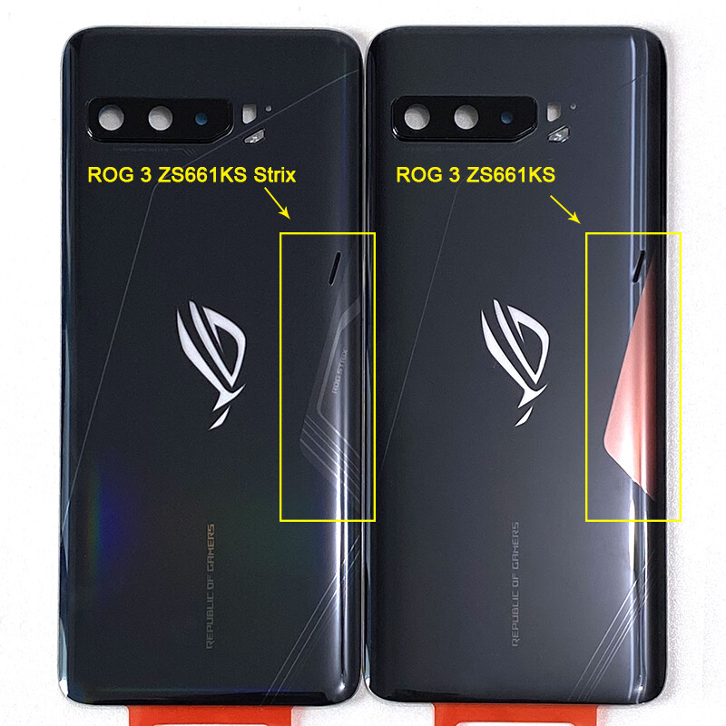 6.59" original for asus rog 3 rog phone 3 zs661ks strix back cover camera frame lens+3m sticker rear door rear back glass housing