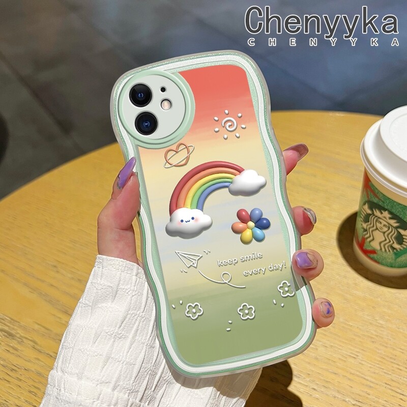 chenyyka Casing For Realme 8 Realme 8 Pro Case Cartoon Sun Rainbow Flowers Pattern Wave Border Soft Clear Shockproof Phone Cases Creative Camera Transparent Casing Silica Gel Protective Cover