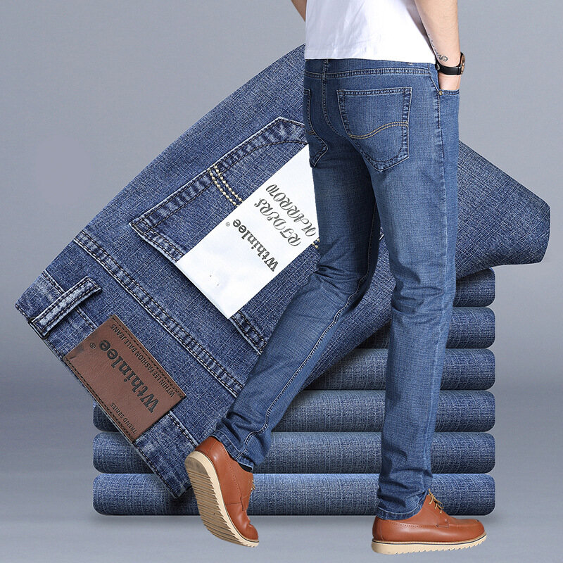 MARK BELT Men Stretch High Quality Denim Jeans Outdoors Sporting Trousers High Waist Straight Loose Causal Pants