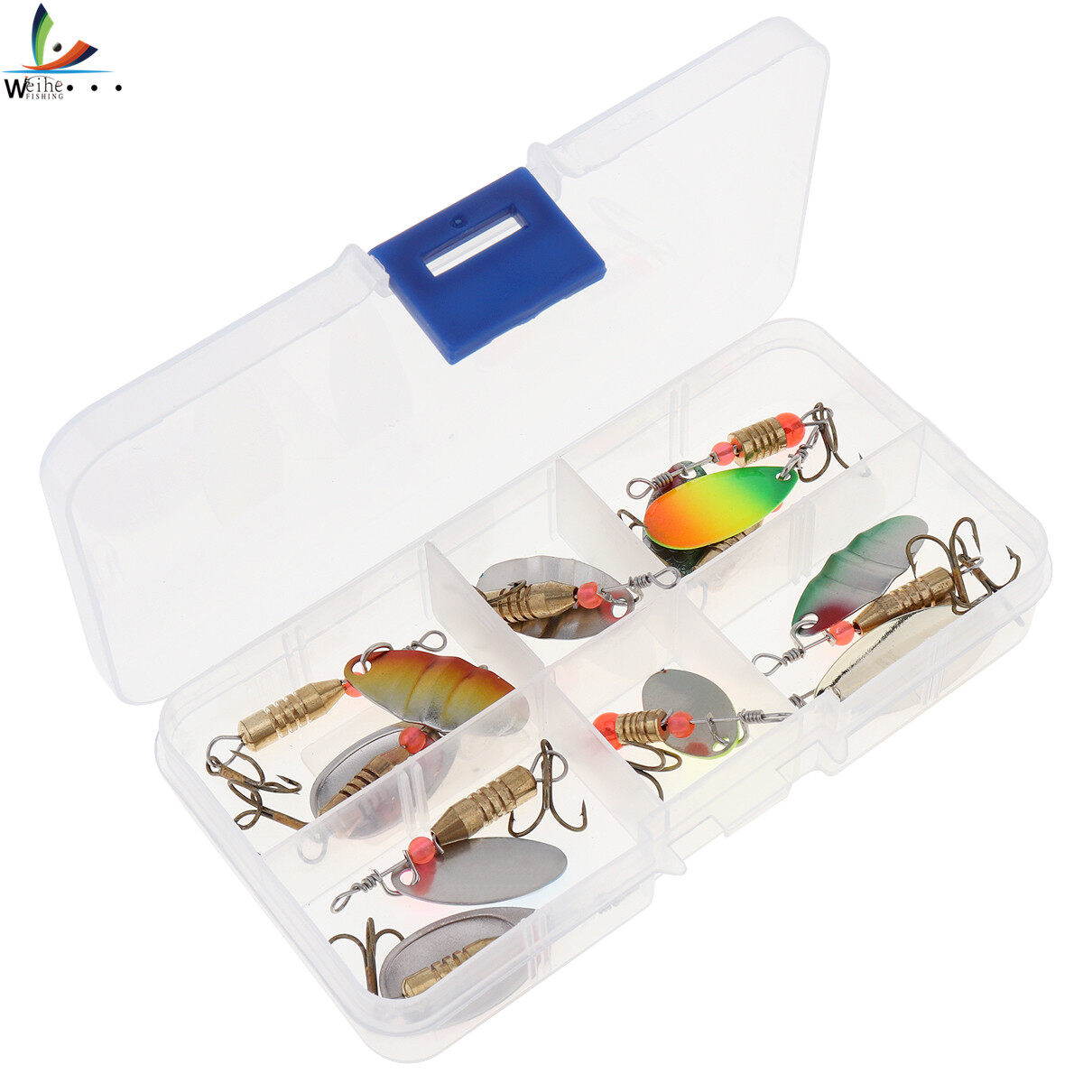 Weihe 11pcs Colorful Pattern Metal Spoon Fishing Lures Spinner Bait