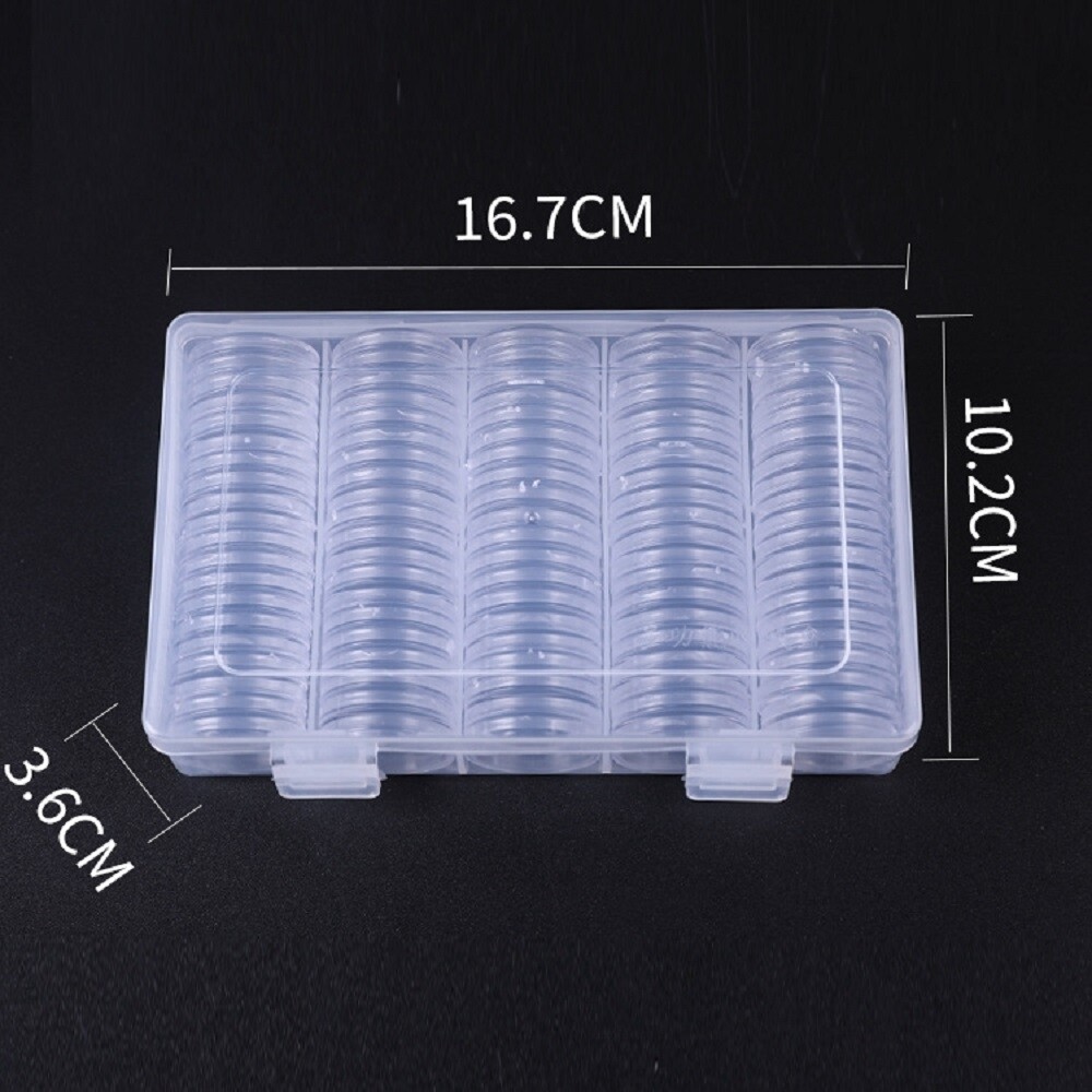100 Cái Hộp Đựng Tiền Xu Tròn Bằng Nhựa Trong Suốt 27Mm Hộp Đựng Viên Nang Có Hộp Đựng Đồng Xu Kỷ Niệm, Bộ Sưu Tập Huy Chương