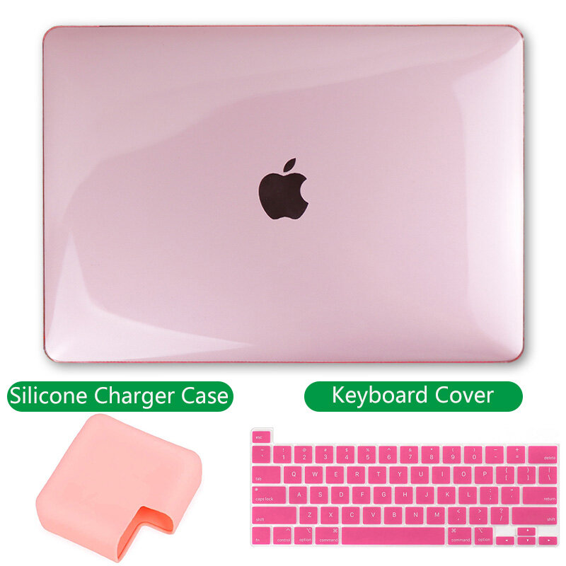 Charger Adapter Case+keyboard cover Hard Glossy Crystal Clear for macbook pro 14 16 2021 case M1 13 inch A2442 A2485 A2338 2020 A2289 A2251 A2337 Air Retina A2141 touch Bar A2179 2019 2018 Front + back Cover Protect Sleeve Cover