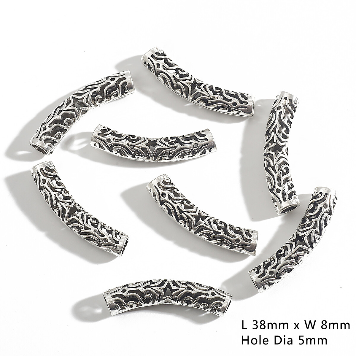 Hot Sale 3-10pcs Wholesale Mixed Loose Spacer Beads Antique Silver-Plated Bending Tube Beads Charms Pendant Fit DIY Jewelry Findings Accessories