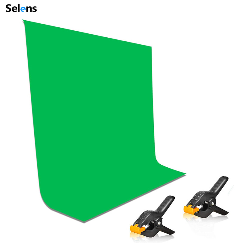 Selens Solid Color Green Screen Backdrop Polyester Background with 2 x Backdrop Clamps for Photoshoot Studio Video and Televison