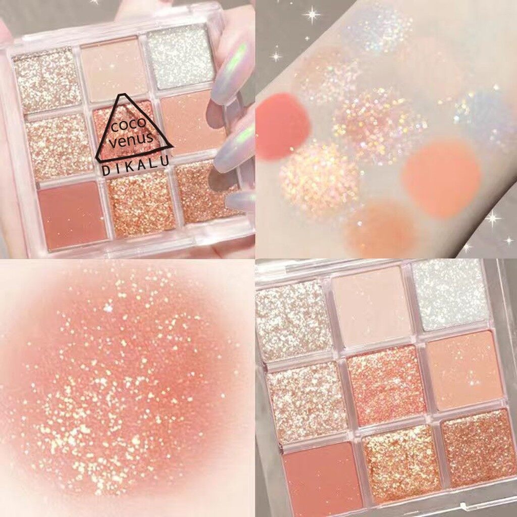 DIKALU COCO VENUS 9 Color Transparent High-Shine Eyeshadow Palette Waterproof Long-Lasting Eyeshadow