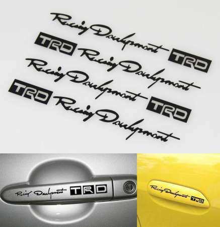 ออโต้พัดลม 4Pcs Universal แผ่นสะท้อนแสง TRD มือจับเปิดประตูรถสติกเกอร์ตกแต่ง