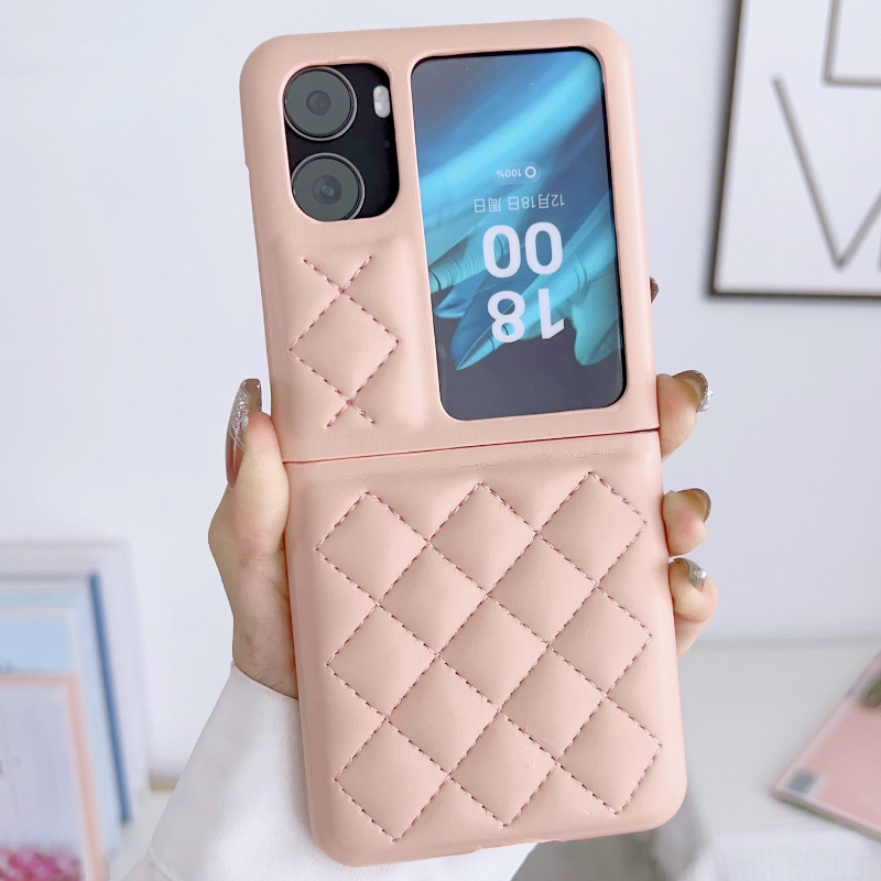 Hoce luxury leather phone case for oppo find n2 flip diamond pattern pure color cases for find n2 flip shockproof back cover find n2flip n2flip
