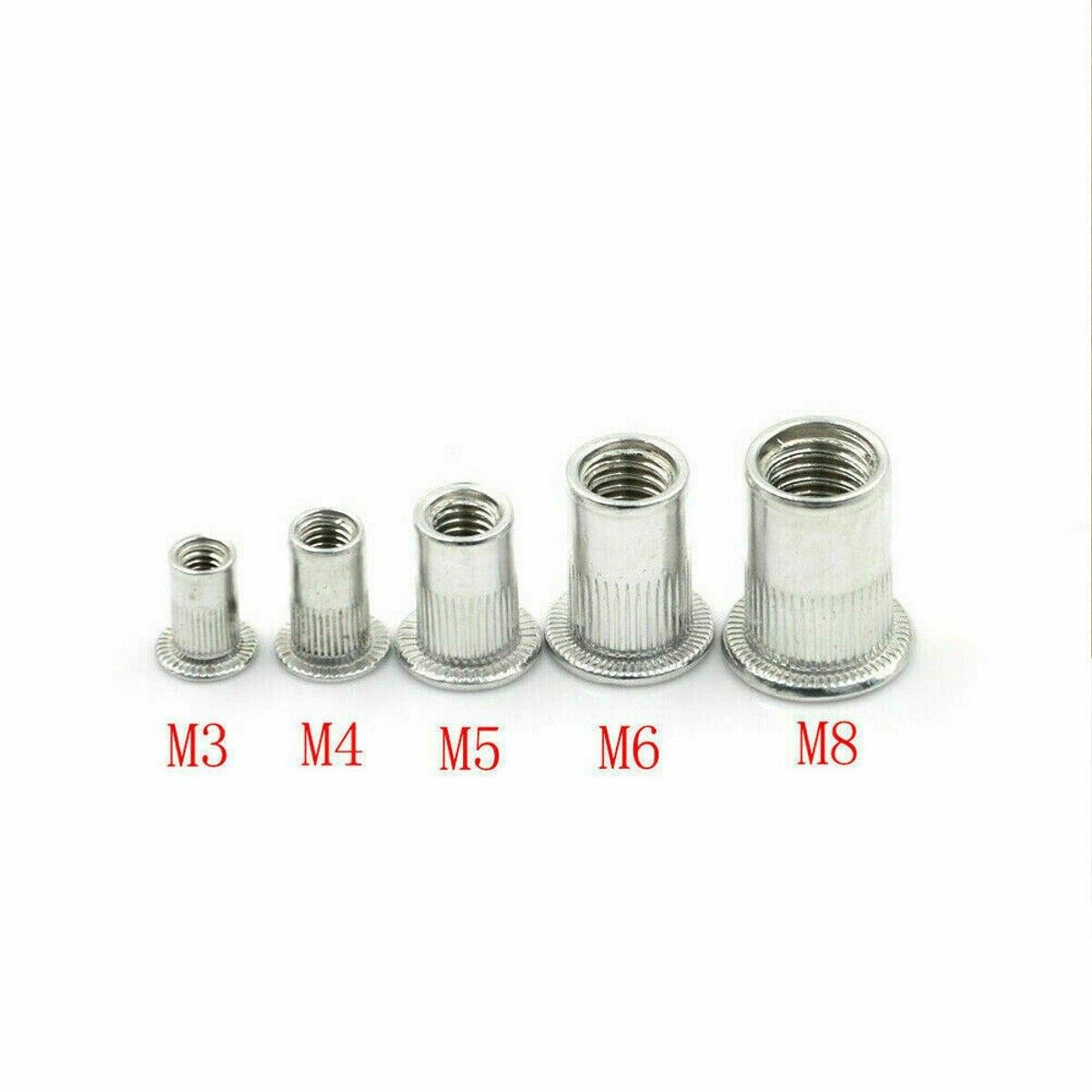 50Pcs M6-M10 Thread-Stainless Steel Flat Head Rivet Nut-Insert Nutsert Pack