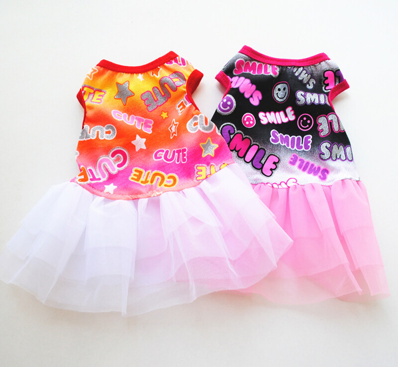 Petcircle 2 Màu Mùa Hè Cotton Thoáng Khí Quần Áo Chó Pricess Gạc Tutu Váy Nụ Cười Mặt In