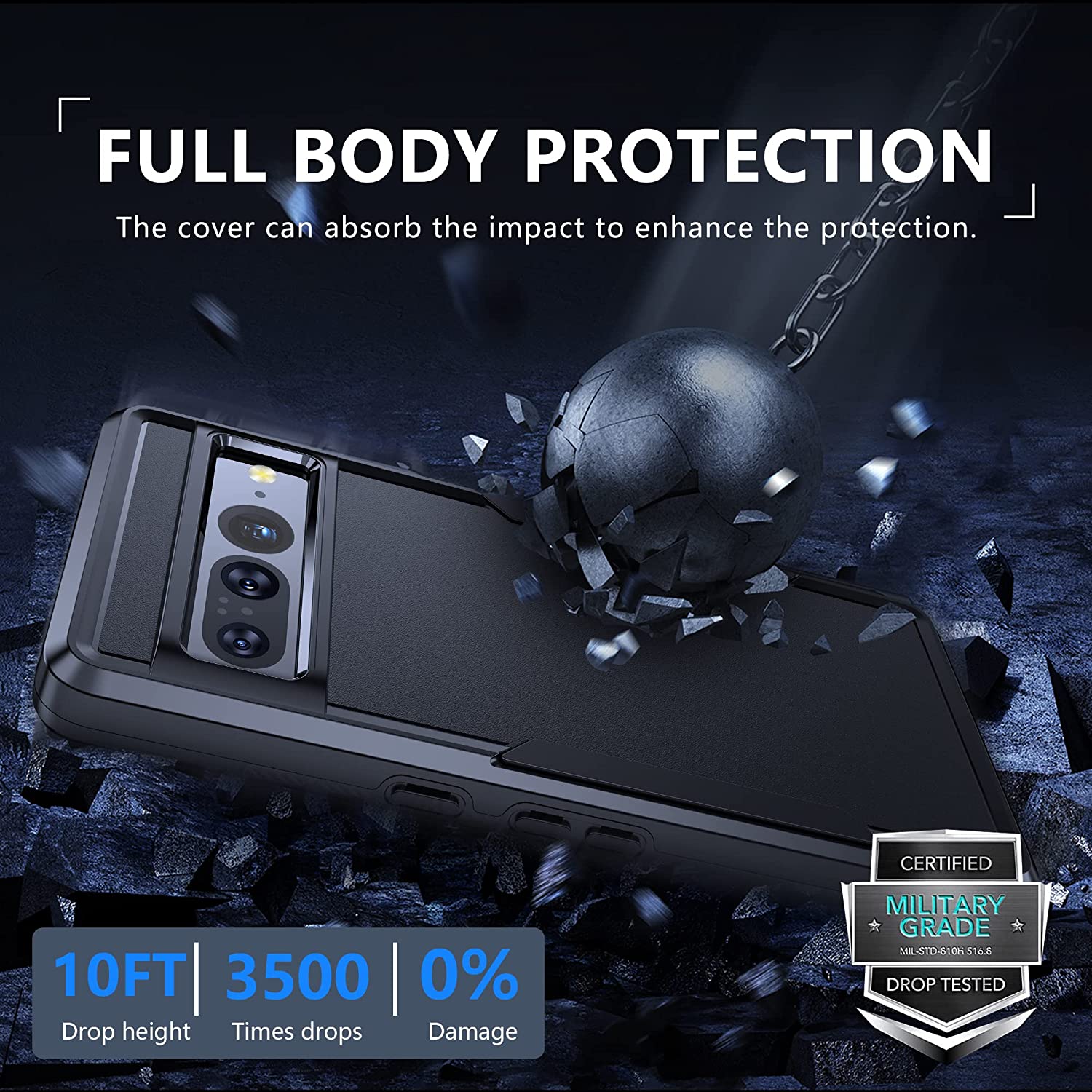 Trường hợp bảo vệ màu đen cho Google Pixel 9 Pro XL, Pixel 8 Pro, hai lớp chống thả bậc quân sự trường hợp chống vân tay Vỏ bảo vệ chịu lực trường hợp khó khăn cho Google Pixel 9A/Pixel 8A/Pixel 7 Pro/Pixel 6 Pro/Pixel 7A/Pixel 6A