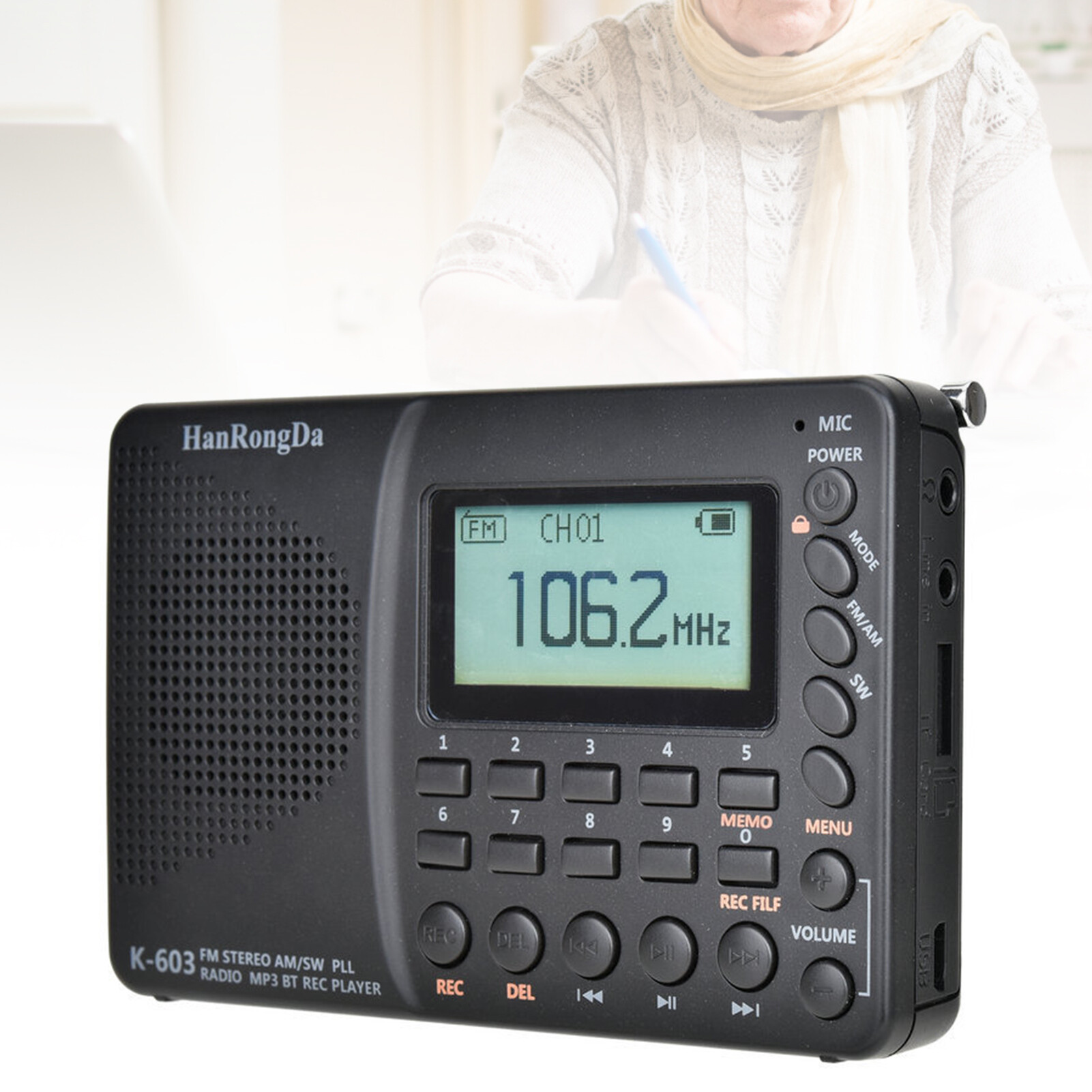 K-603 Digital Radio Multifunctional Long Standby Time Portable Practical Bluetooth-compatible 5.0 Radio for All Ages Bluetooth Radio Convenient