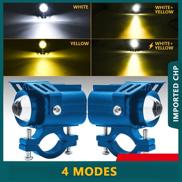 New Motorcycle Headlights Auxiliary Fog Light For Motorbike Super Bright 80W 4 Modes 3570 Chip LED Spotlights Lamp