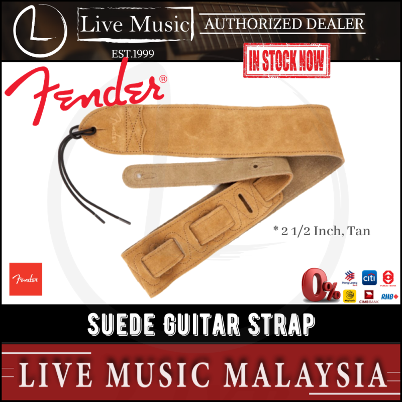 Fender 2 1/2 inch Strap Suede Electric Guitar Strap - Tan Malaysia