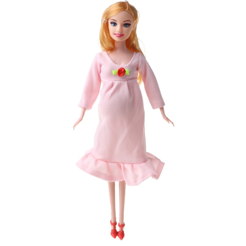 1pcs DIY Brown hair Real pregnant mom doll have a baby in her tummy for barbie dolls child toy gift JUN