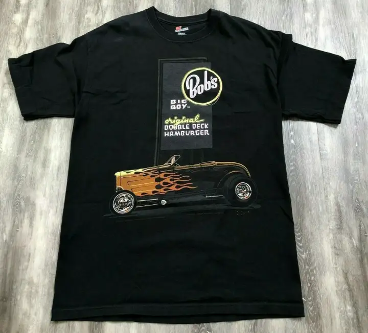 Vintage 90s Bobs Big Boy Double Deck Hamburger Hot Rod Flame Car T Shirt M Lazada Ph