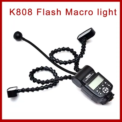 K808 Universal Flash for DSLR Canon Sony Nikon K-808 Camera Flash Macro light With Dual Light Flexible Macro LED Speedlight