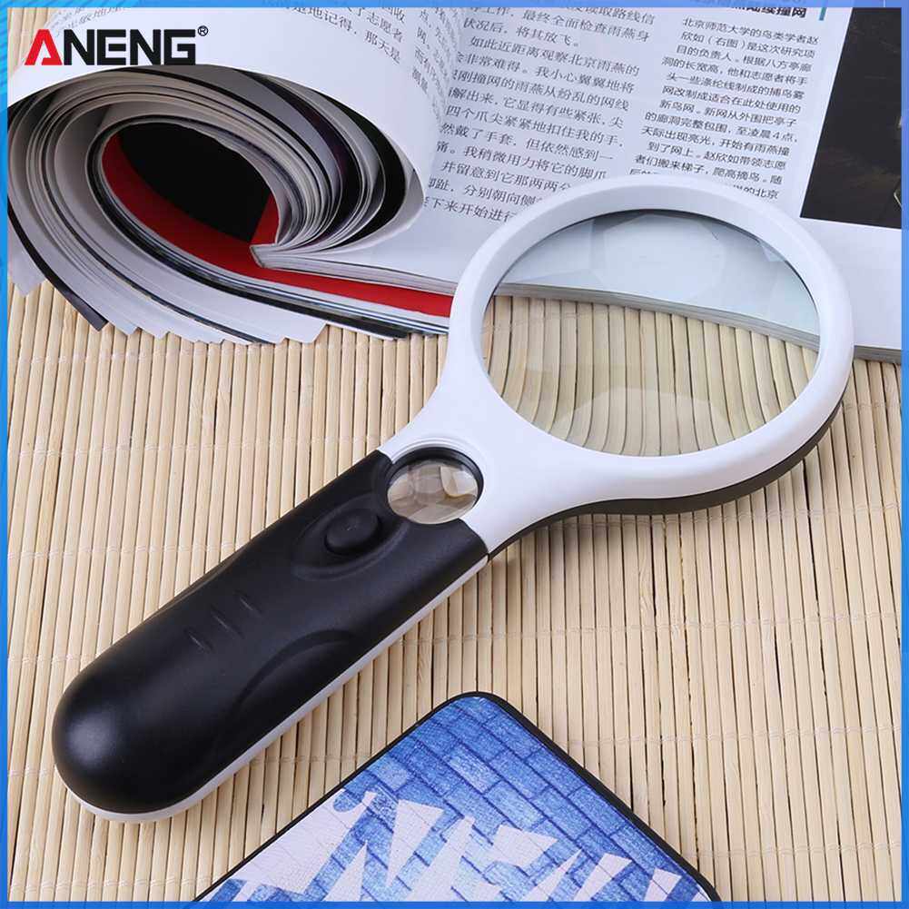 45X Magnifying Glass with 3 LED Light Illuminated Lighted Magnifier Handheld Light-Up Magnifying Glass Portable for Reading/Jewellery Assessment