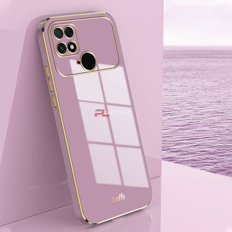 PlusCase for Xiaomi Poco C40 6D Plating Soft Case Lens Protector Square Frame Silicone Glossy Shockproof Phone Back Cover