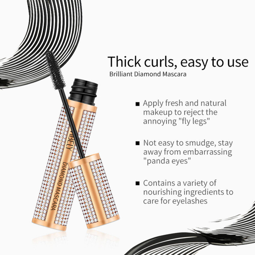 VIBELY Mascara Sợi Tơ Kim Cương 4D Mascara Lâu Trôi Không Thấm Nước Để Nối Mi Màu Đen Khối Lượng