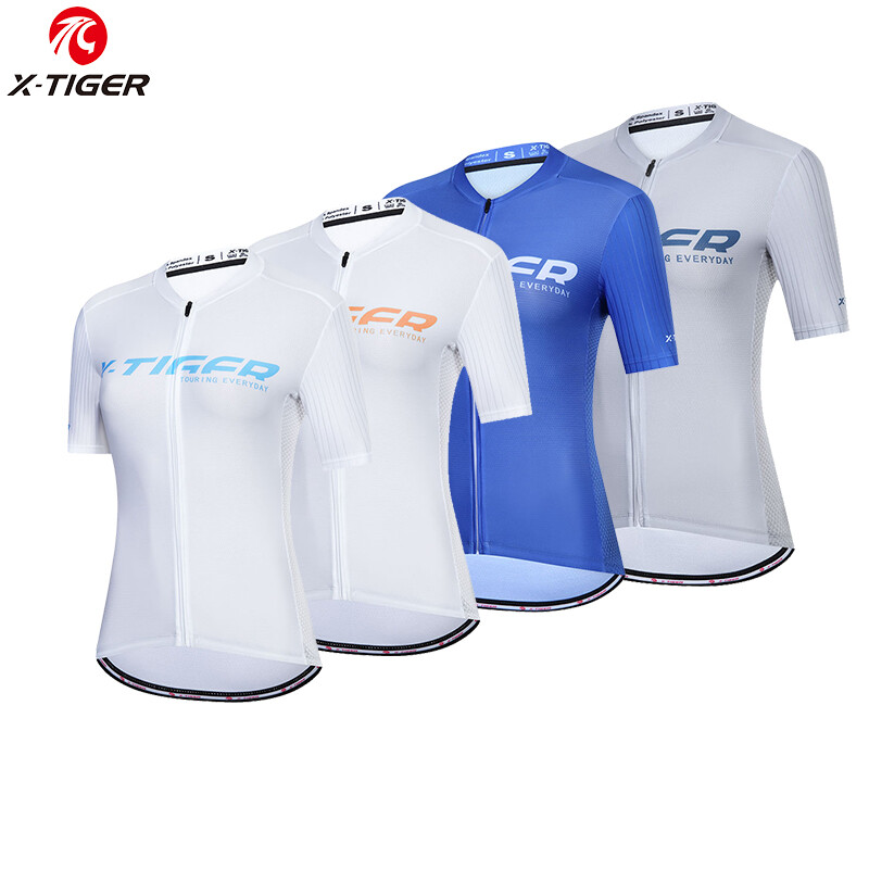 X-TIGER Cycling Jersey Women Short Sleeve MTB Full Zipper Road Bike Shirts Non-Slip Summer Mountain Bike Women's Jersey ราคา 480 บาท*ส่งฟรี