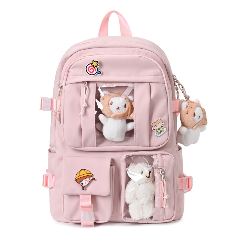 Large-capacity Japanese Style Backpack for Girls School bag for Girls High School Student with Plush Toys Pendant Female Korean Girl Backpack