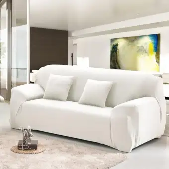 Elastic Sofa Cover White For Living Room Slipcover Couch 1 2 3 4 Seater Corner Cotton Covers Copridivano