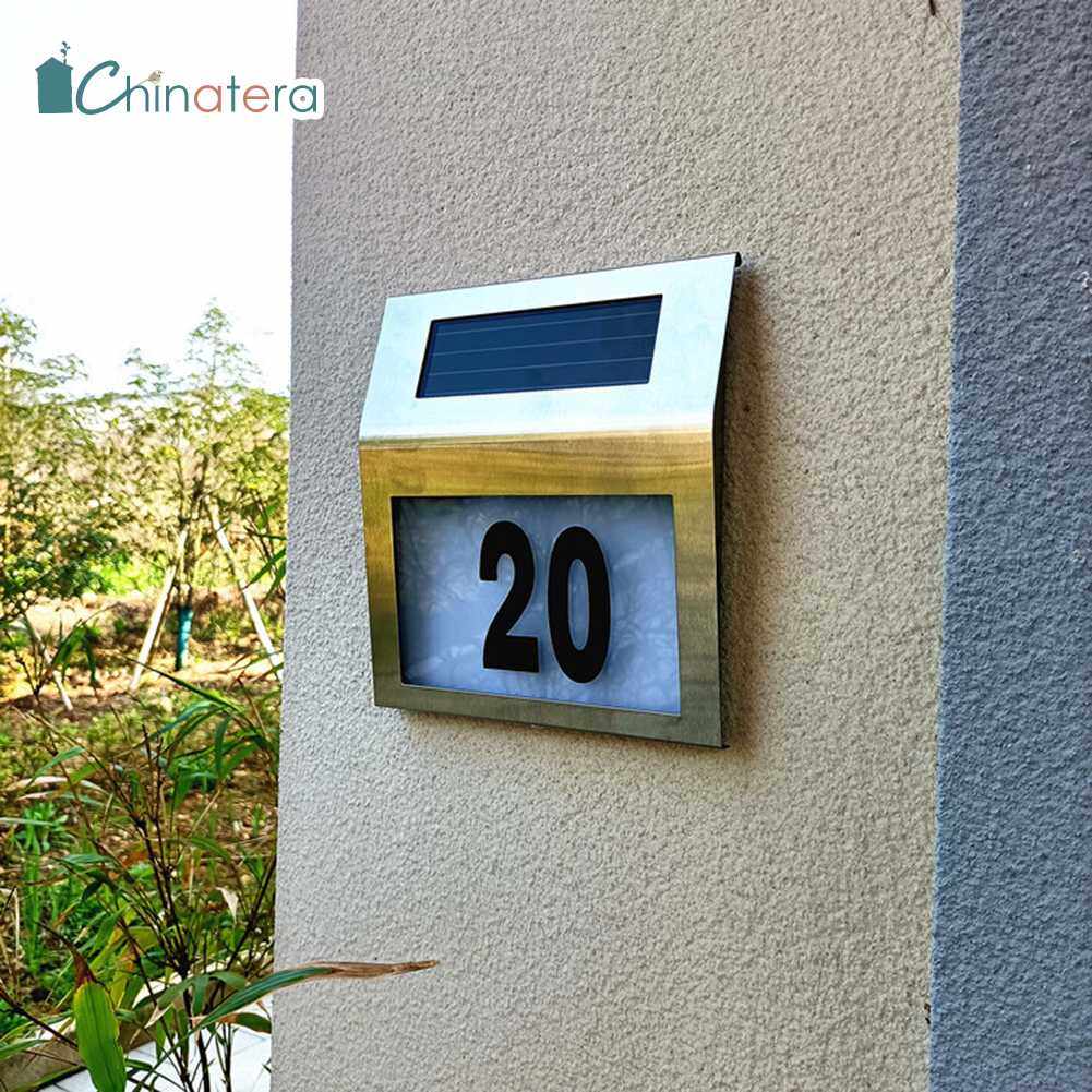 Chinatera Solar Doorplate Light Waterproof Solar House Number Lamp Address Sign Outdoor Lighting Wall Lamp