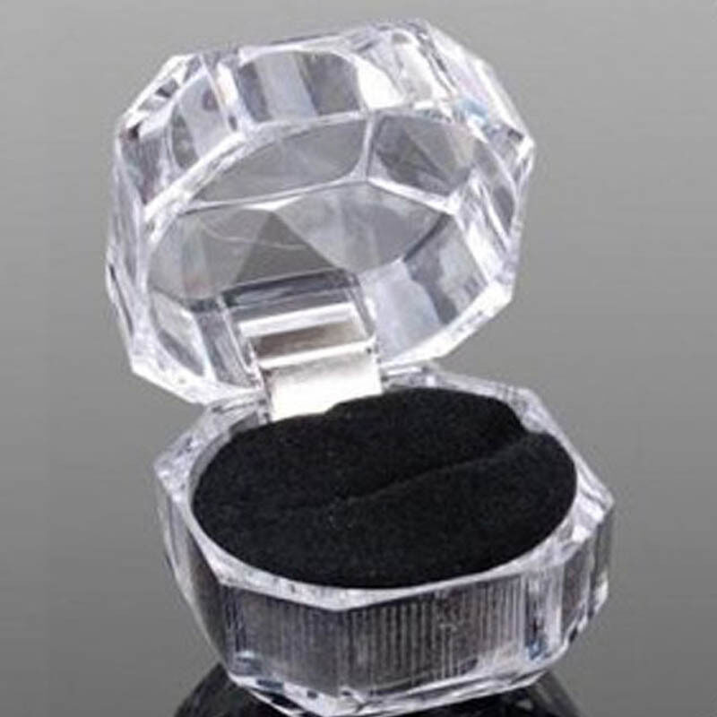 1pcs Portable Transparent Crystal Ring Box Jewelry Packaging Box Earrings Gift Box Jewelry Store Small Jewelry Storage Box